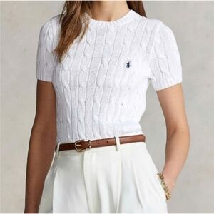 NWT Polo Ralph Lauren XS Old Money Quiet Luxury Cable Knit Short Sleeve Shirt